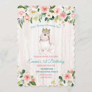 ANY AGE - Bunny Floral Birthday Invitation