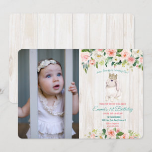 ANY AGE - Bunny Floral Birthday Photo Invitation