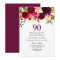 Any Age Burgundy Floral 90th Birthday Party Invite