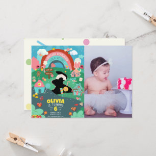 Any age, Candy theme photo birthday Invitation