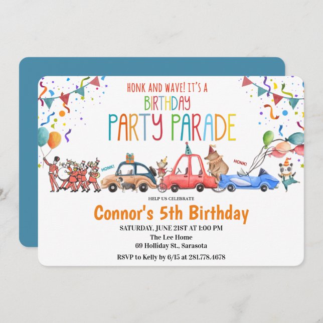 ANY AGE - Car Birthday Party Boy Birthday Party Invitation (Front/Back)