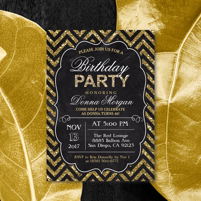 ANY AGE - Chalk Birthday Party Glitter Invitation (Creator Uploaded)