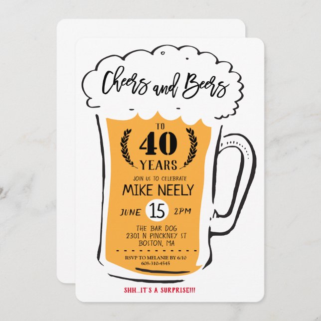 ANY AGE - Cheers and Beers Birthday Invitation (Front/Back)