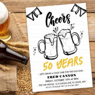 ANY AGE - Cheers and Beers Birthday Invitation