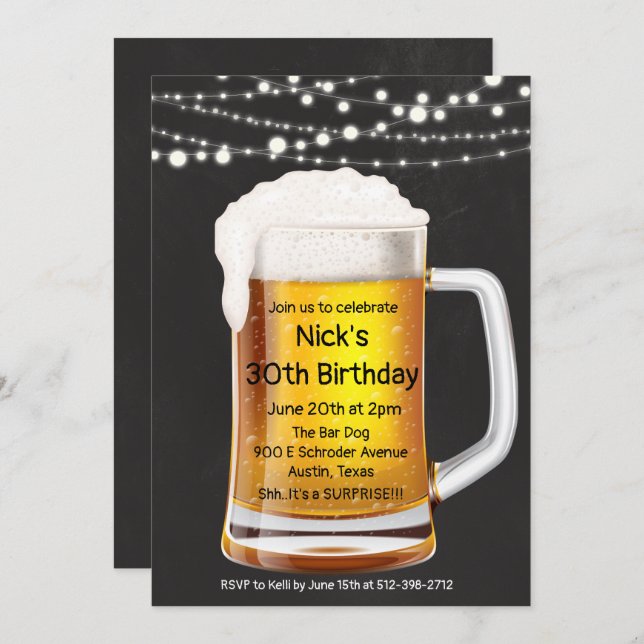 ANY AGE - Cheers & Beers Birthday Invitation (Front/Back)