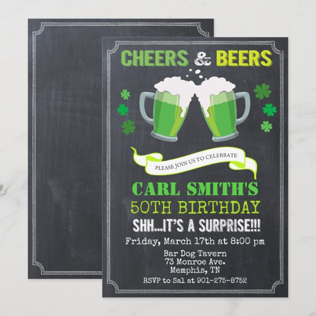 ANY AGE - Cheers & Beers Birthday Invitation (Front/Back)
