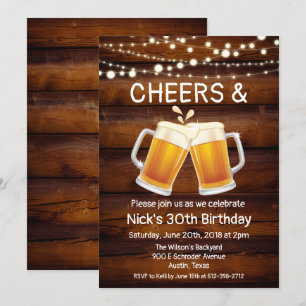 ANY AGE - Cheers & Beers Birthday Invitation