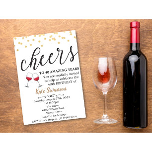 ANY AGE - Cheers Wine Birthday Invitation