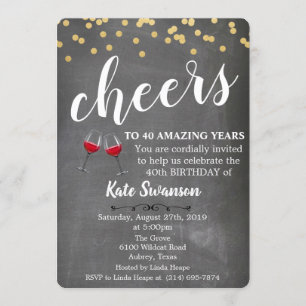 ANY AGE - Cheers Wine Chalk Birthday Invitation