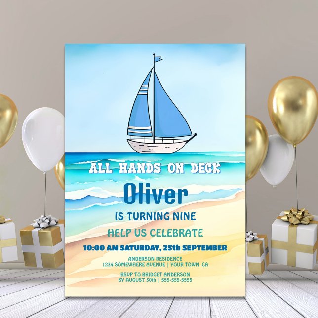 Any Age Children's Sailing Boat Birthday Party Invitation (Creator Uploaded)