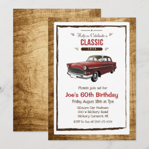 ANY AGE - Classic Car Vintage Birthday Invitation