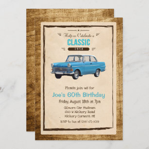 ANY AGE - Classic Car Vintage Birthday Invitation
