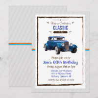 ANY AGE - Classic Car Vintage Birthday Invitation