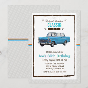 ANY AGE - Classic Car Vintage Birthday Invitation