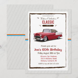 ANY AGE - Classic Car Vintage Birthday Invitation