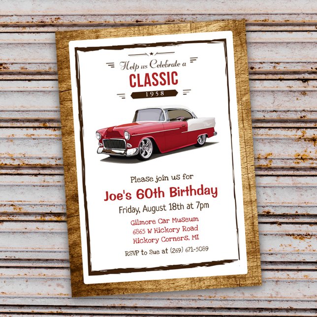 ANY AGE - Classic Car Vintage Birthday Invitation (Creator Uploaded)