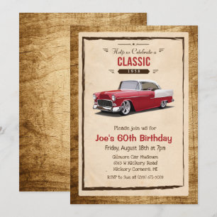 ANY AGE - Classic Car Vintage Birthday Invitation