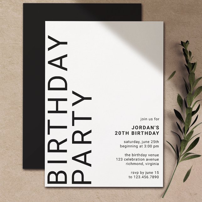Any Age | Cool Modern Minimal Unisex Birthday Invitation (Creator Uploaded)