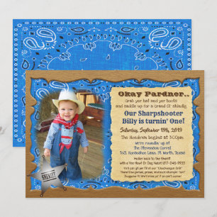 ANY AGE - Cowboy Birthday Photo Invitation