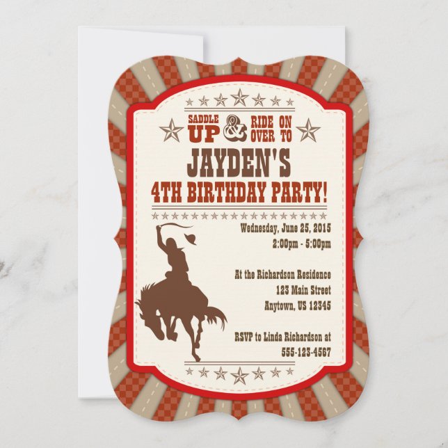 Any Age Cowboy Rodeo Birthday Party Invitation (Front)