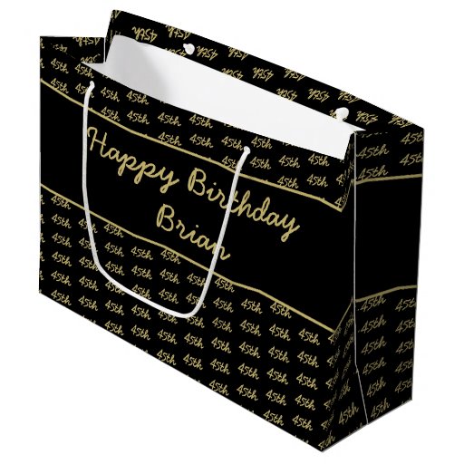 Image of Any Age Custom Number Pattern - Gold and Black Large Gift Bag