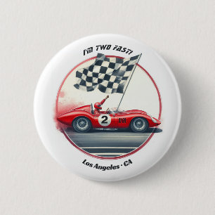 Any Age Customisable Race Car Birthday 6 Cm Round Badge