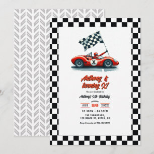 Any Age Customisable Race Car Birthday Party Invitation