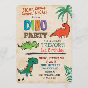 ANY AGE - Cute Dinosaur Birthday Invitation
