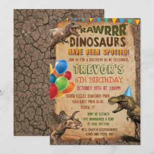 ANY AGE - Dinosaur Birthday Party Invitation