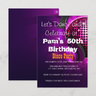 Any age -Disco Birthday Party Invitation