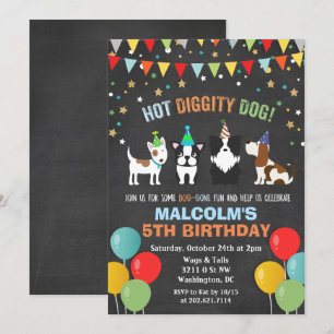 ANY AGE - Dog Puppy Birthday Chalk Invitation