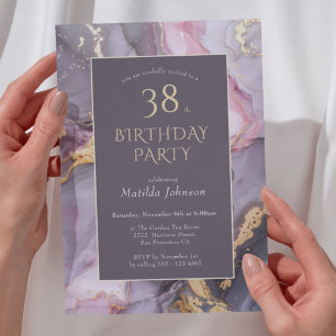 Any Age Elegant Agate Birthday Party Invitation