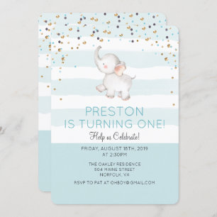 ANY AGE - Elephant Boy Birthday Invitation