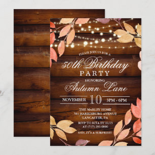ANY AGE - Fall Adult Birthday Party Invitation