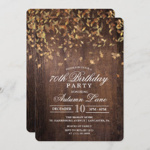 ANY AGE - Fall Falling Leaves Birthday Invitation