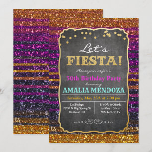 ANY AGE - Fiesta Birthday Glitter Invitation