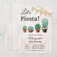 ANY AGE - Fiesta Cactus Birthday Invitation