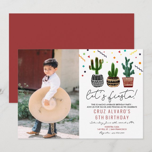 ANY AGE - Fiesta Cactus Birthday Invitation (Front/Back)