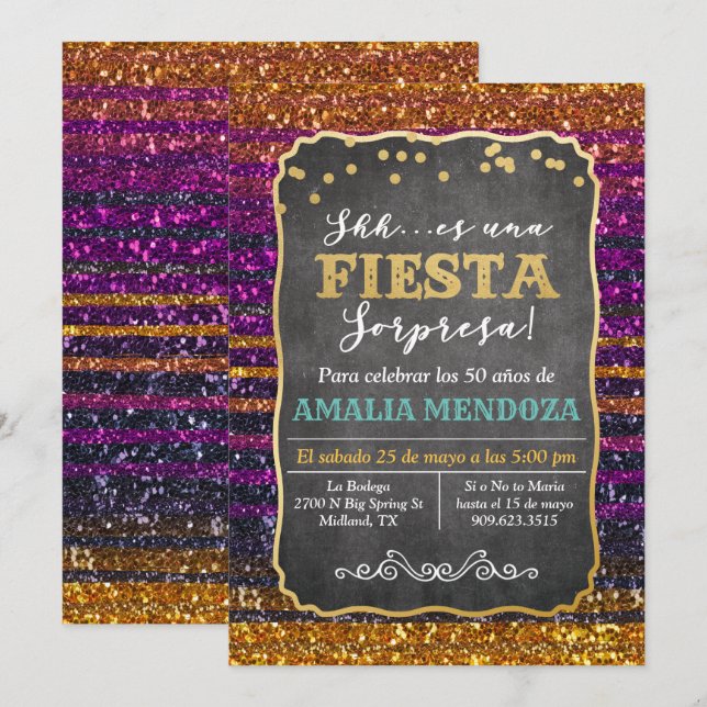 ANY AGE - Fiesta Surprise Birthday Invitation (Front/Back)