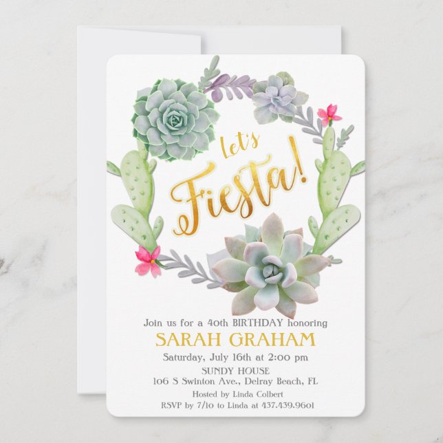 ANY AGE - Fiesta Wreath Birthday Invitation (Front)