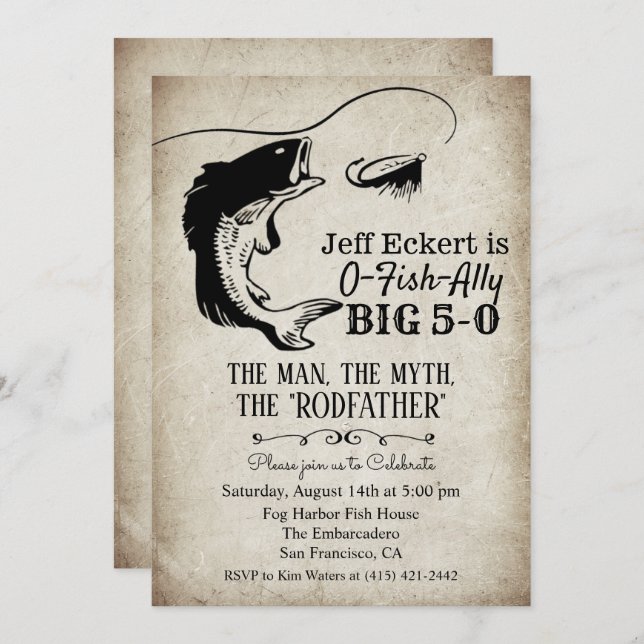 ANY AGE - Fishing Birthday Invitation (Front/Back)