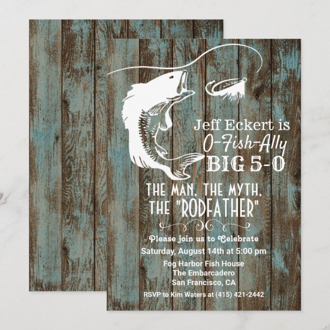 ANY AGE - Fishing Birthday Invitation (Front/Back)