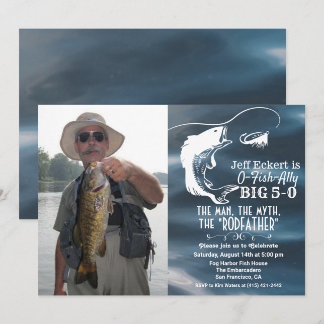 ANY AGE - Fishing Birthday Photo Invitation (Front/Back)