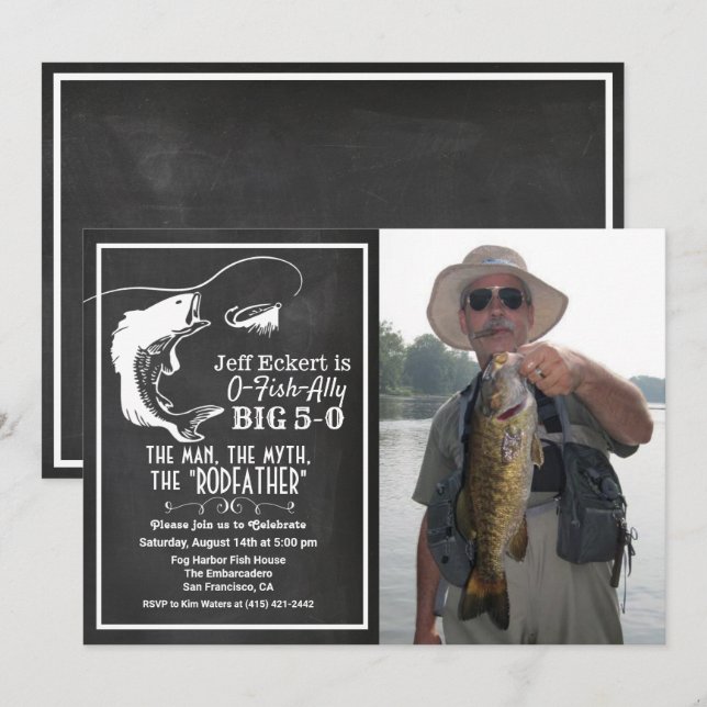 ANY AGE - Fishing Birthday Photo Invitation (Front/Back)