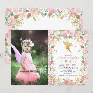 ANY AGE - Floral Fairy Girl Birthday Invitation