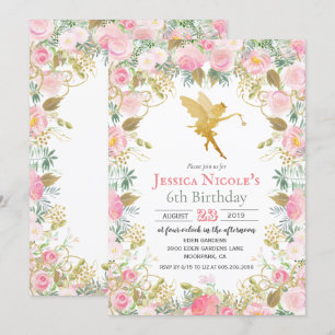 ANY AGE - Floral Fairy Girl Birthday Invitation