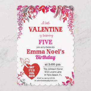 ANY AGE Floral Valentine's Day Birthday Invitation