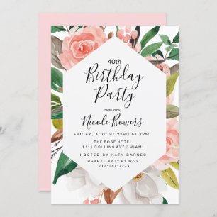 ANY AGE - Floral Watercolor Birthday Invitation