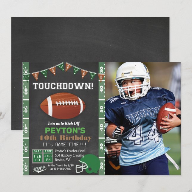 ANY AGE - Football Birthday Party Invitation (Front/Back)