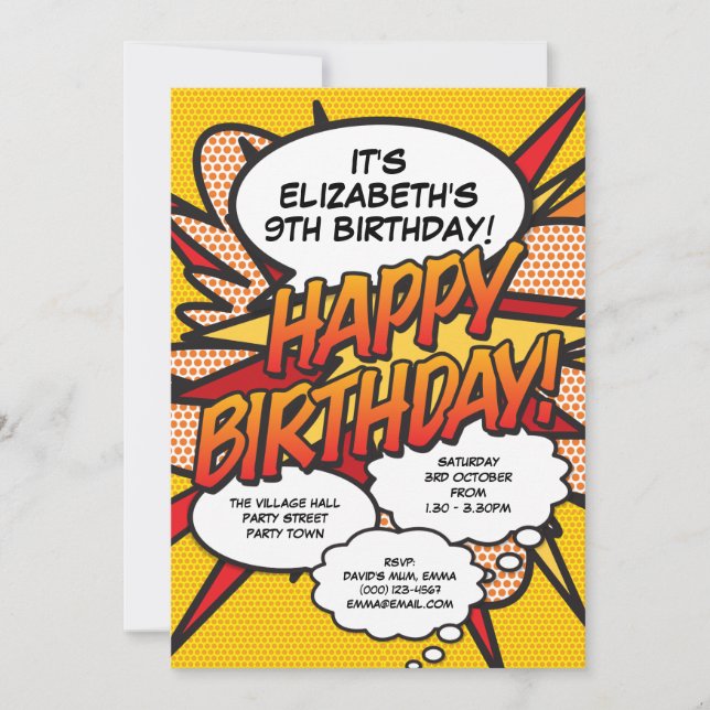 Any Age Fun Modern Birthday Party Invitation (Front)